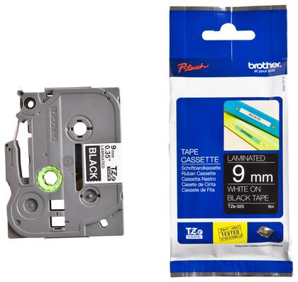 Brother TZe-325 9mm Siyah üzerine Beyaz Laminasyonlu Etiket - 1