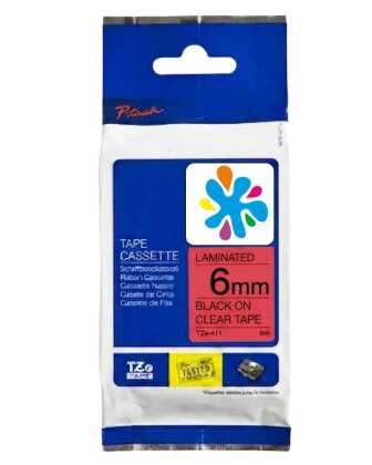 Brother TZe-411 Kırmızı Üzerine Siyah Muadil Etiket 6mm - 1