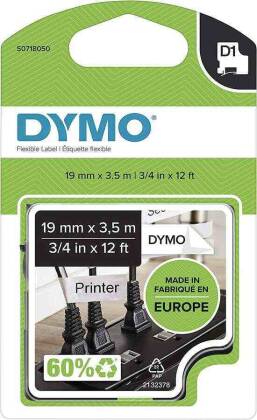 DYMO 16958 Siyah/Beyaz Yüksek Performans Esnek Orjinal Naylon Şerit - 1