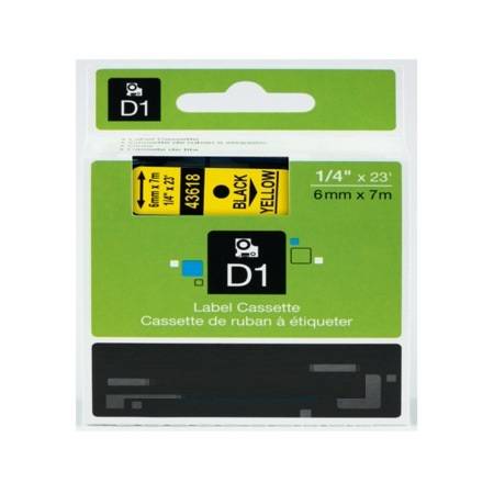 Dymo 43618 Sarı Üzerine Siyah 6mm/7m Muadil Etiket - 1