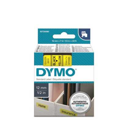 Dymo 45018 Sarı Üzerine Siyah 12mm/7m Orjinal Etiket - 1