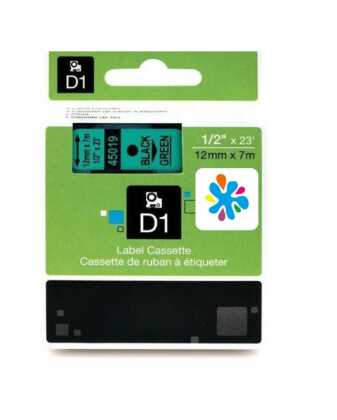 Dymo 45019 LabelMan Yeşil Üzerine Siyah Muadil Etiket 12mm x 7m - 1