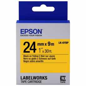 Epson LK-6YBP Pastel Sarı Üzeri Siyah 24mm 9Metre Orjinal Etiket - Epson